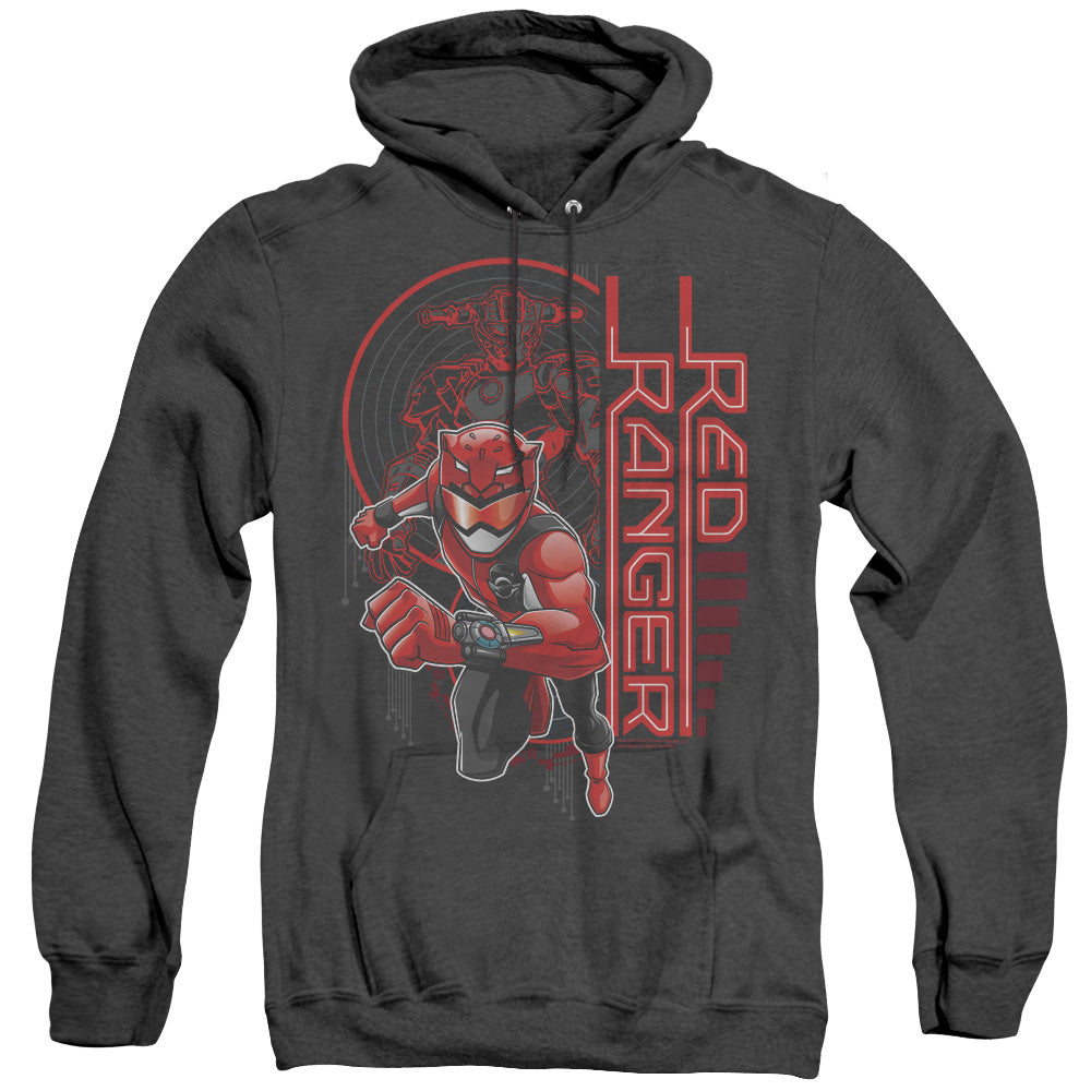 Power Rangers Red Ranger Mens Heather Hoodie Black Officially Licensed