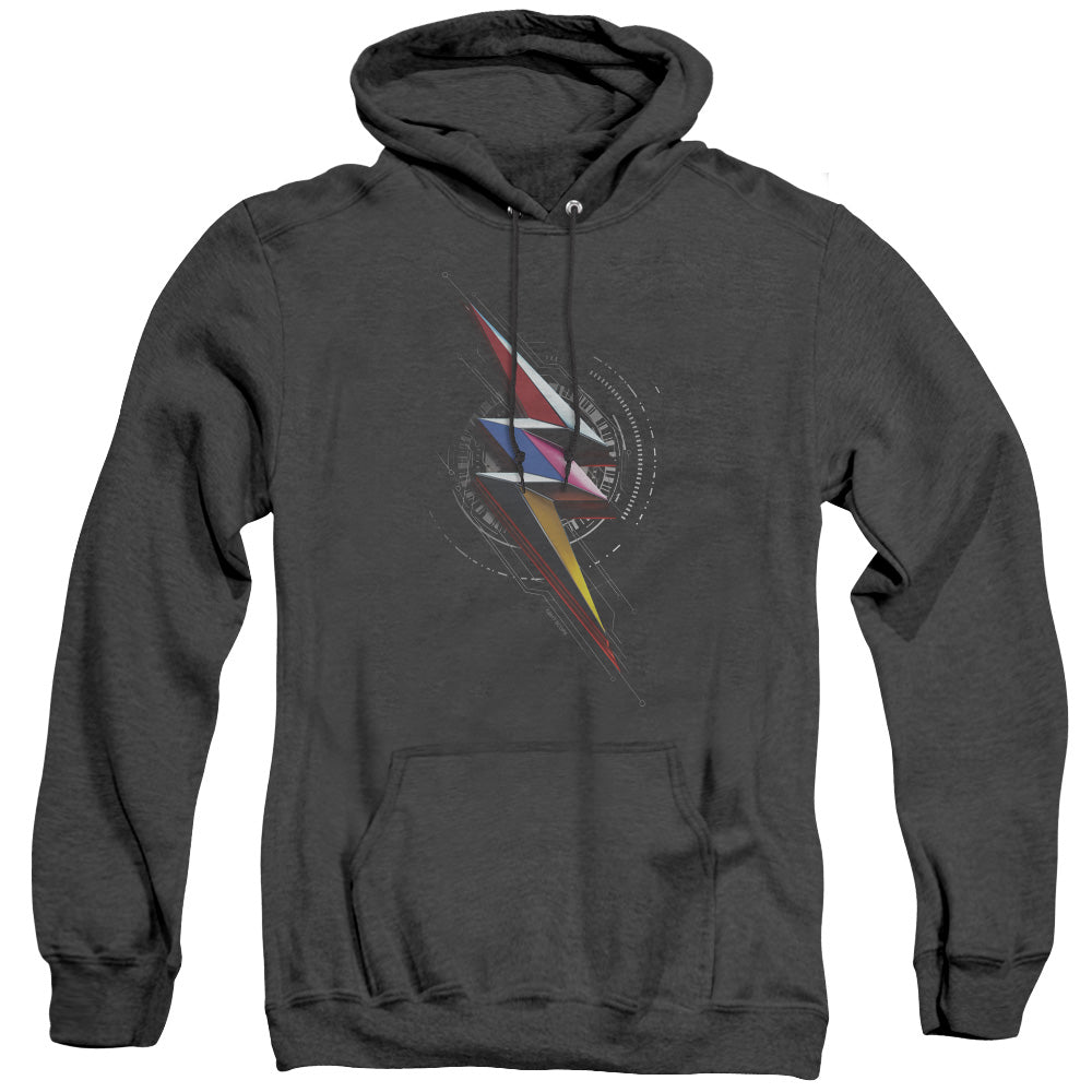 Power Rangers Bolt Sigil Mens Heather Hoodie Black Officially Licensed