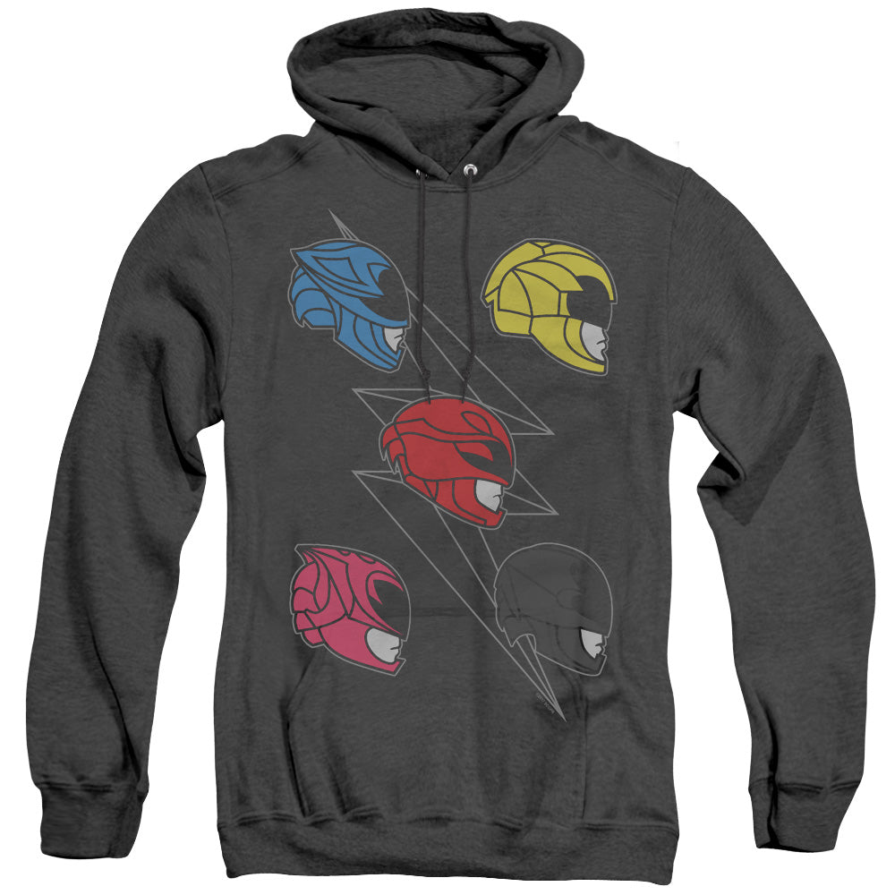 Power Rangers Line Helmets Mens Heather Hoodie Black Officially Licensed