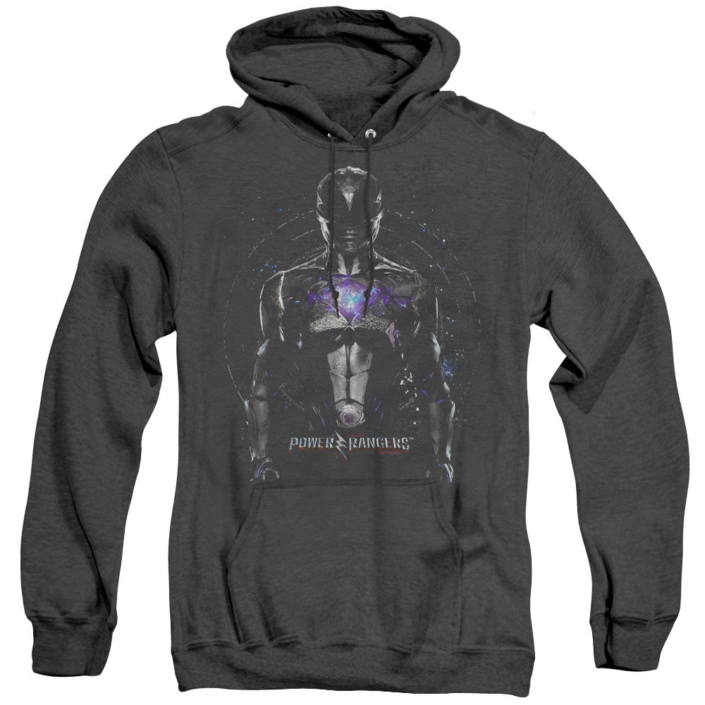 Power Rangers Black Ranger Mens Heather Hoodie Black Officially Licensed