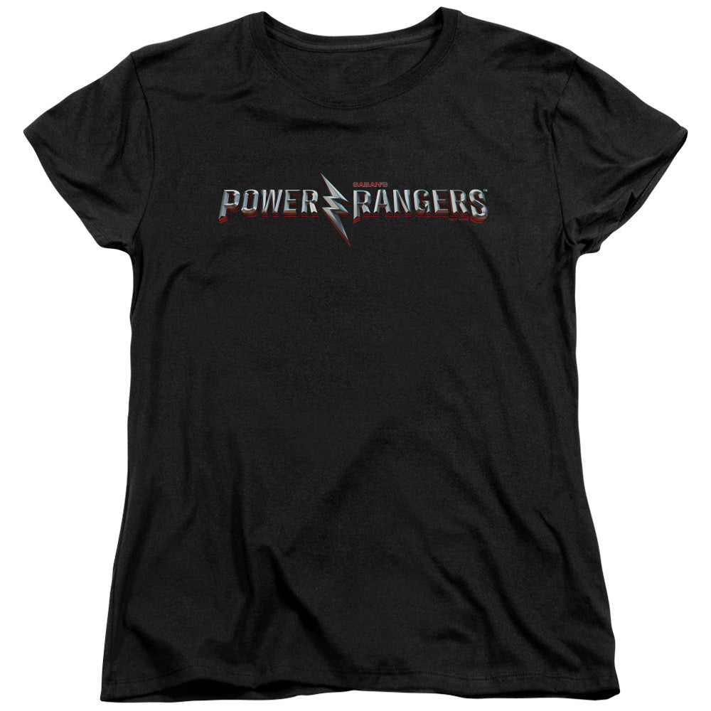 Power Rangers Movie Logo Womens T Shirt Black Officially Licensed