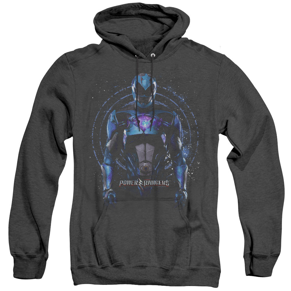 Power Rangers Blue Ranger Mens Heather Hoodie Black Officially Licensed