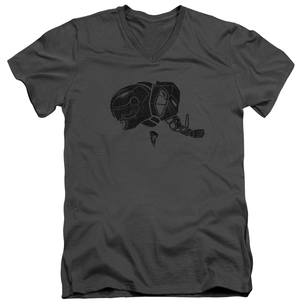 Power Rangers Black Mens Slim Fit V-Neck T Shirt Charcoal Officially Licensed