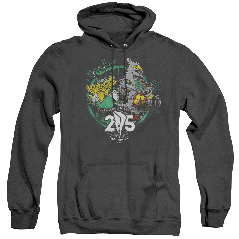 Power Rangers Green 25 Heather Mens Hoodie Black Officially Licensed