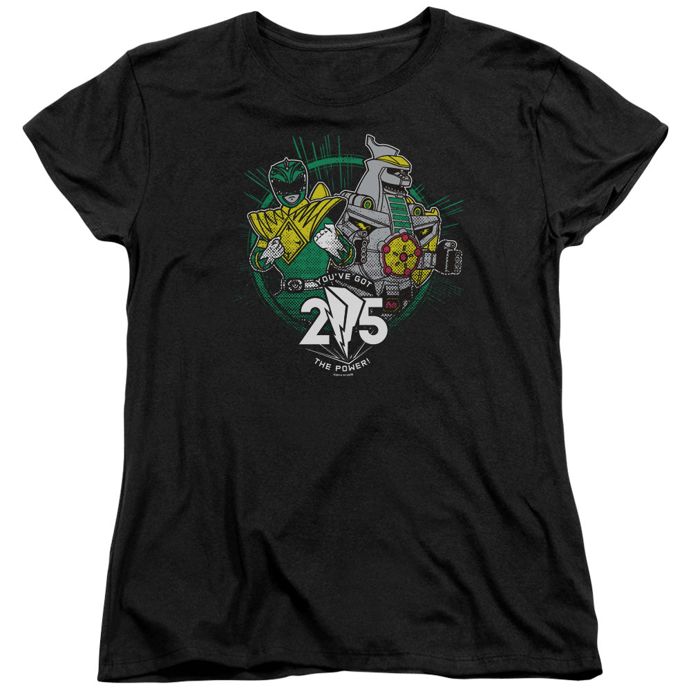 Power Rangers Green 25 Womens T Shirt Black Officially Licensed