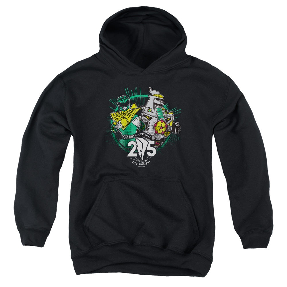 Power Rangers Green 25 Kids Youth Hoodie Black Officially Licensed