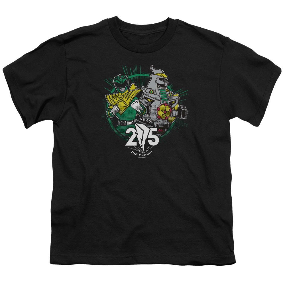 Power Rangers Green 25 Kids Youth T Shirt Black Officially Licensed