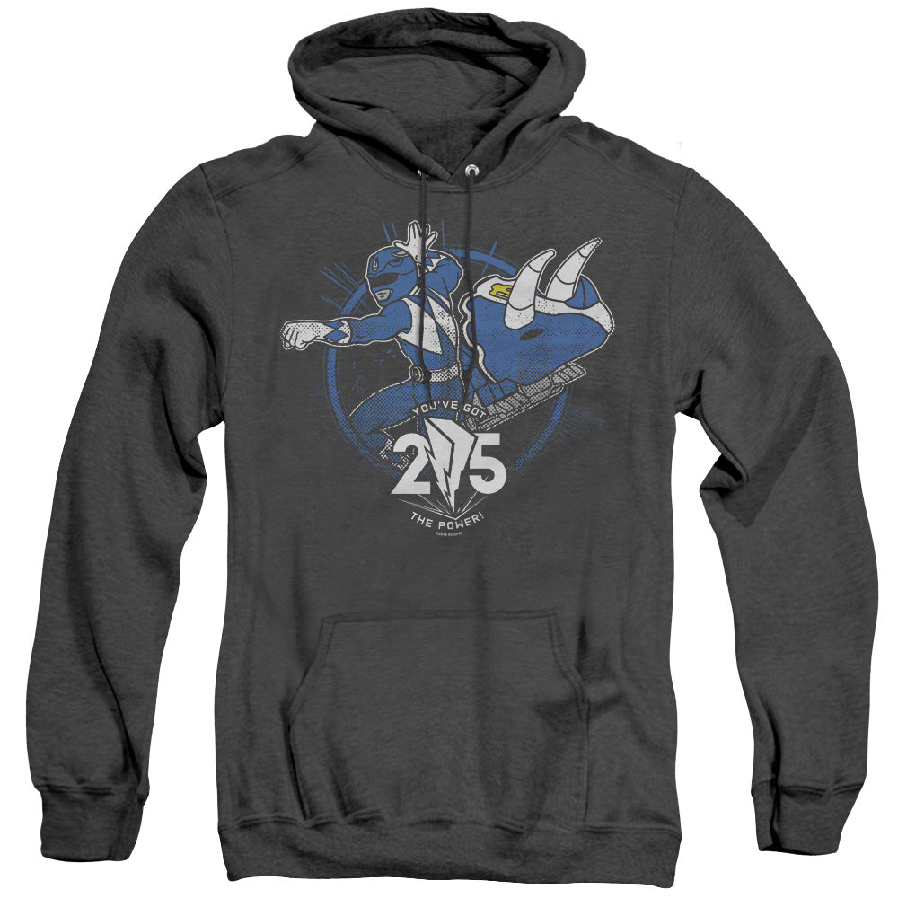 Power Rangers Blue 25 Heather Mens Hoodie Black Officially Licensed