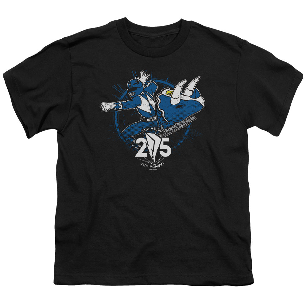 Power Rangers Blue 25 Kids Youth T Shirt Black Officially Licensed