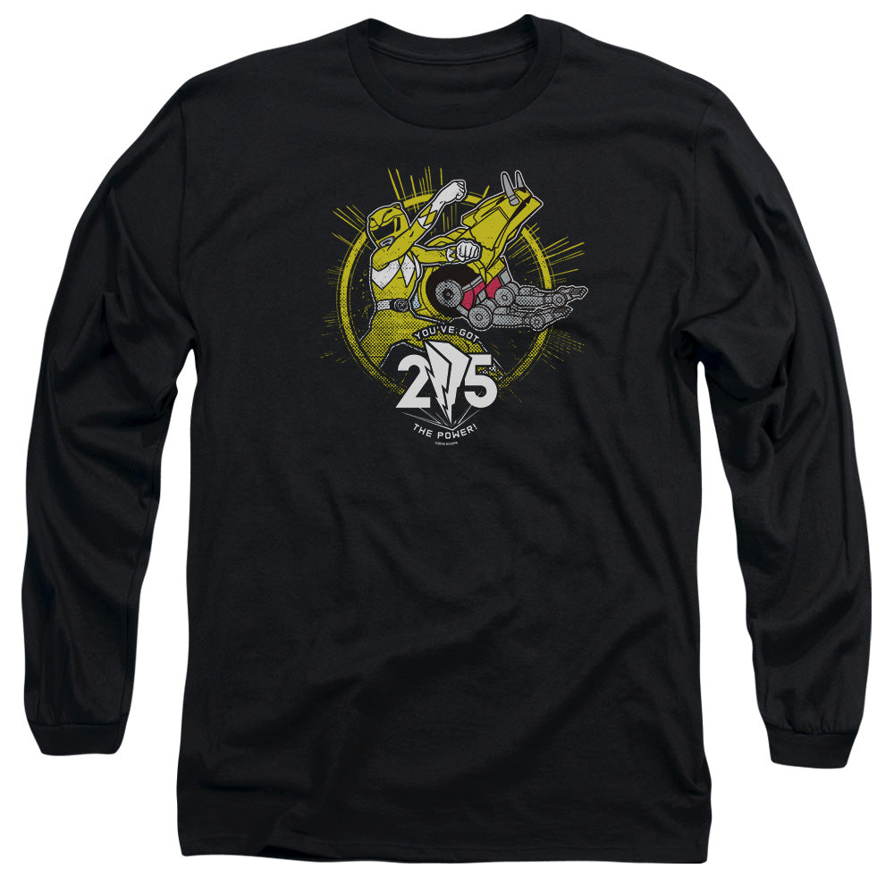 Power Rangers Yellow 25 Mens Long Sleeve Shirt Black Officially Licensed