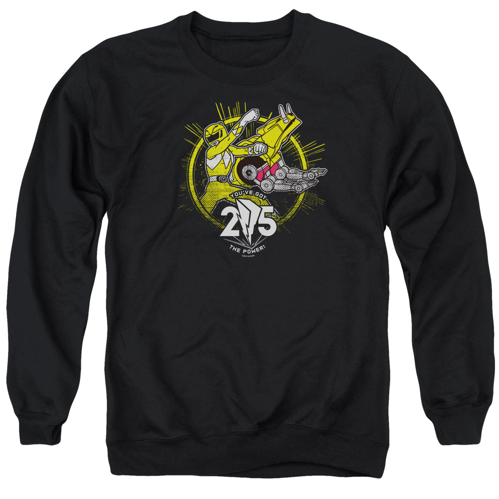 Power Rangers Yellow 25 Mens Crewneck Sweatshirt Black Officially Licensed
