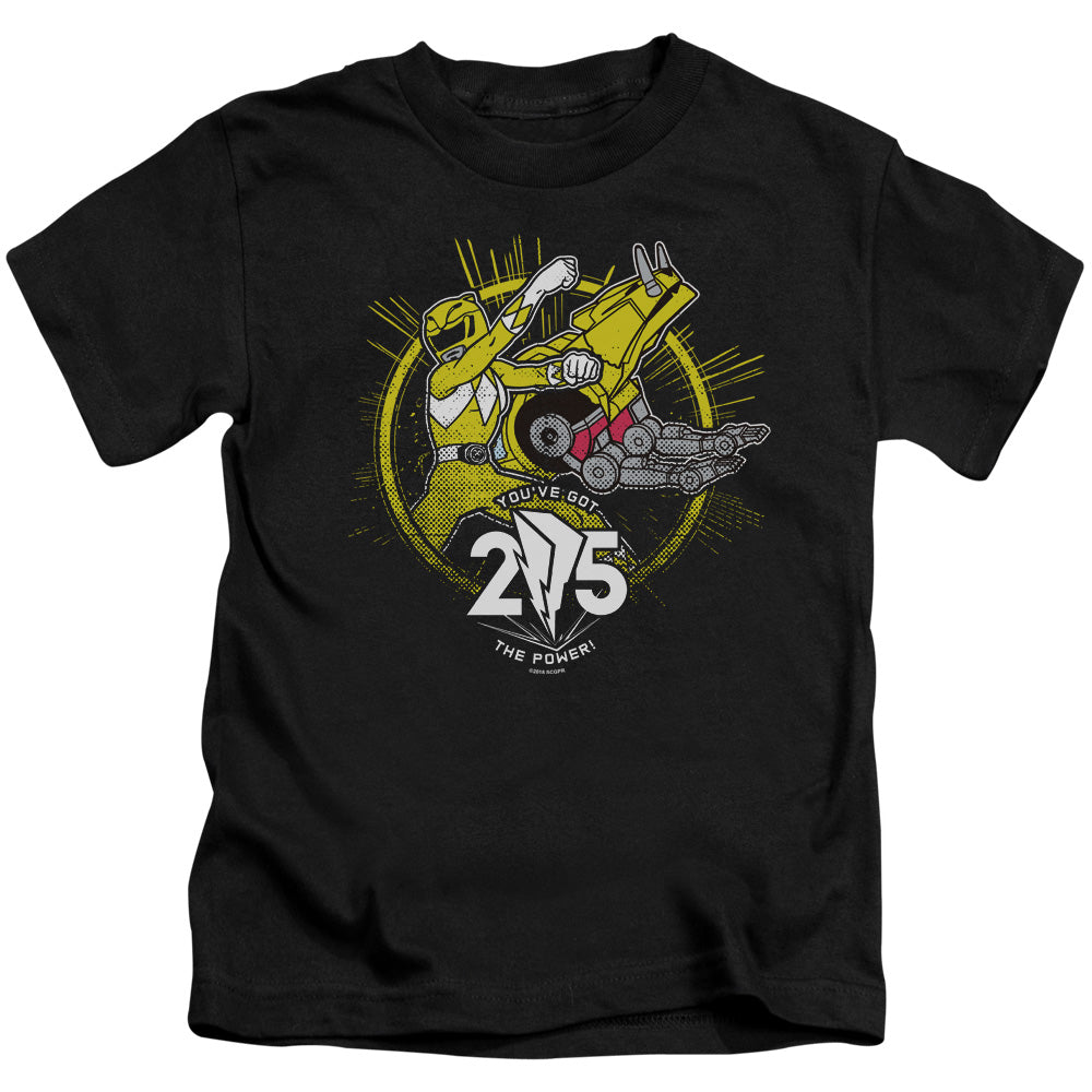 Power Rangers Yellow 25 Juvenile Kids Youth T Shirt Black Officially Licensed
