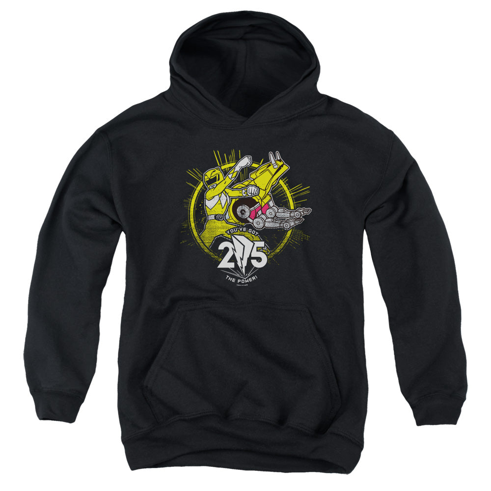 Power Rangers Yellow 25 Kids Youth Hoodie Black Officially Licensed