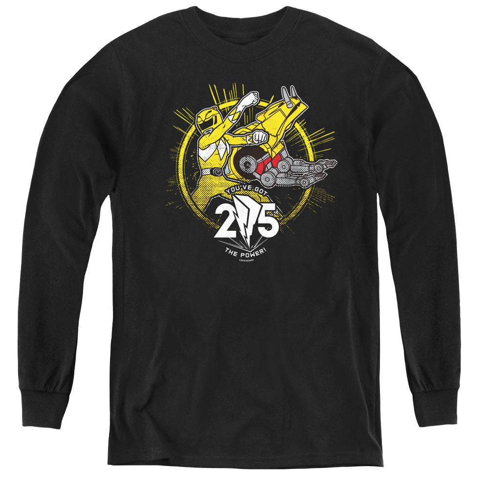 Power Rangers Yellow 25 Long Sleeve Kids Youth T Shirt Black Officially Licensed
