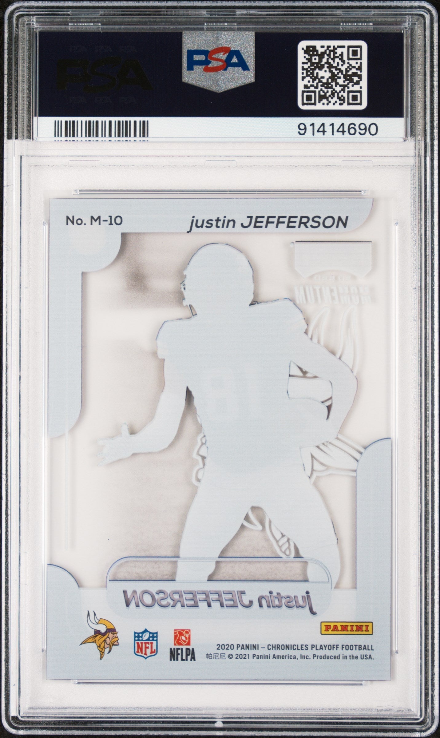 Graded 2020 Panini Chronicles Justin Jefferson #M10 Playoff Momentum Rookies Rookie RC Football Card PSA 10 Gem Mint