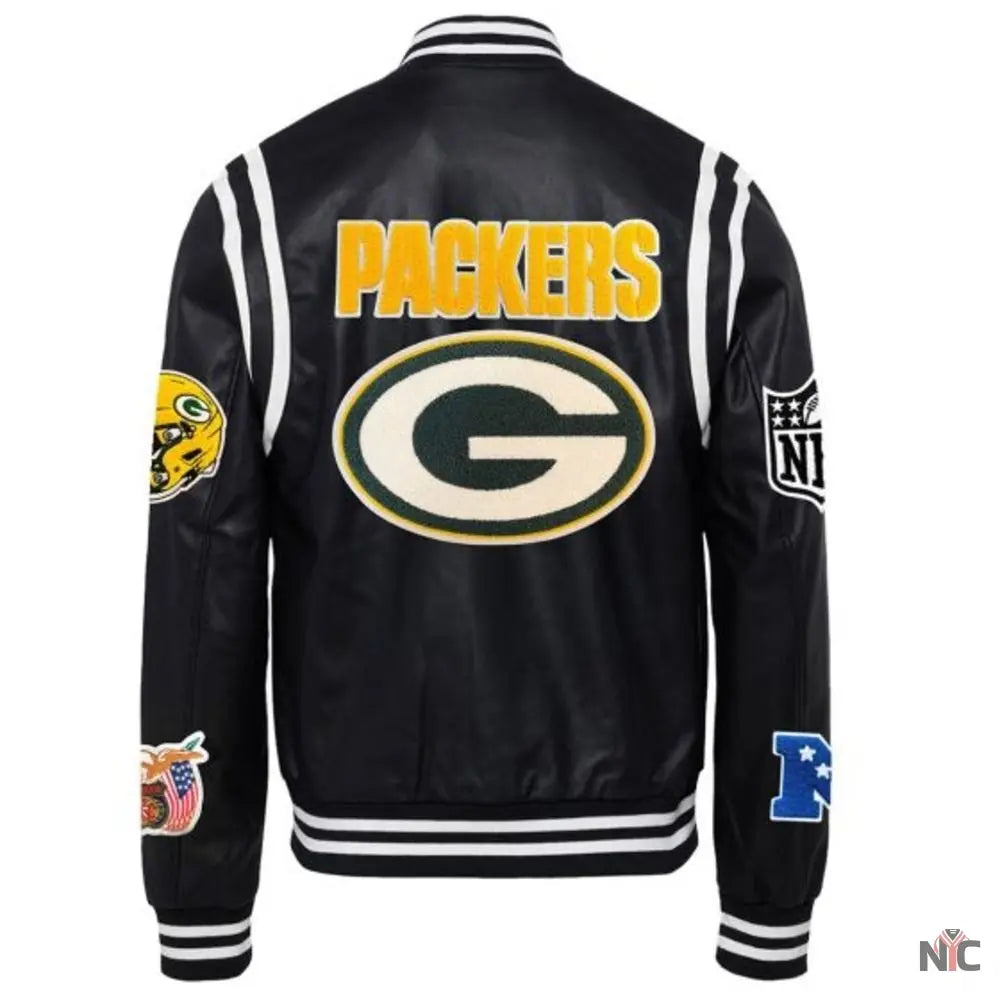 Packers Vegan Leather Varsity Jacket