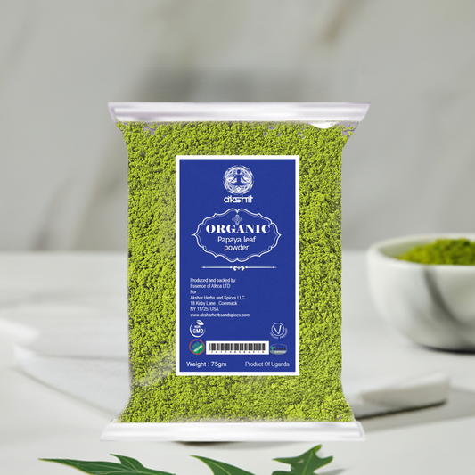 Akshit  Papaya Leaf Powder, Dried Papaya Leaf, 2.6oz, Papaya Leaf Tea, Non GMO, Caffeine free, Sugar free, Gluten free, Vegan friendly | Pack of 1