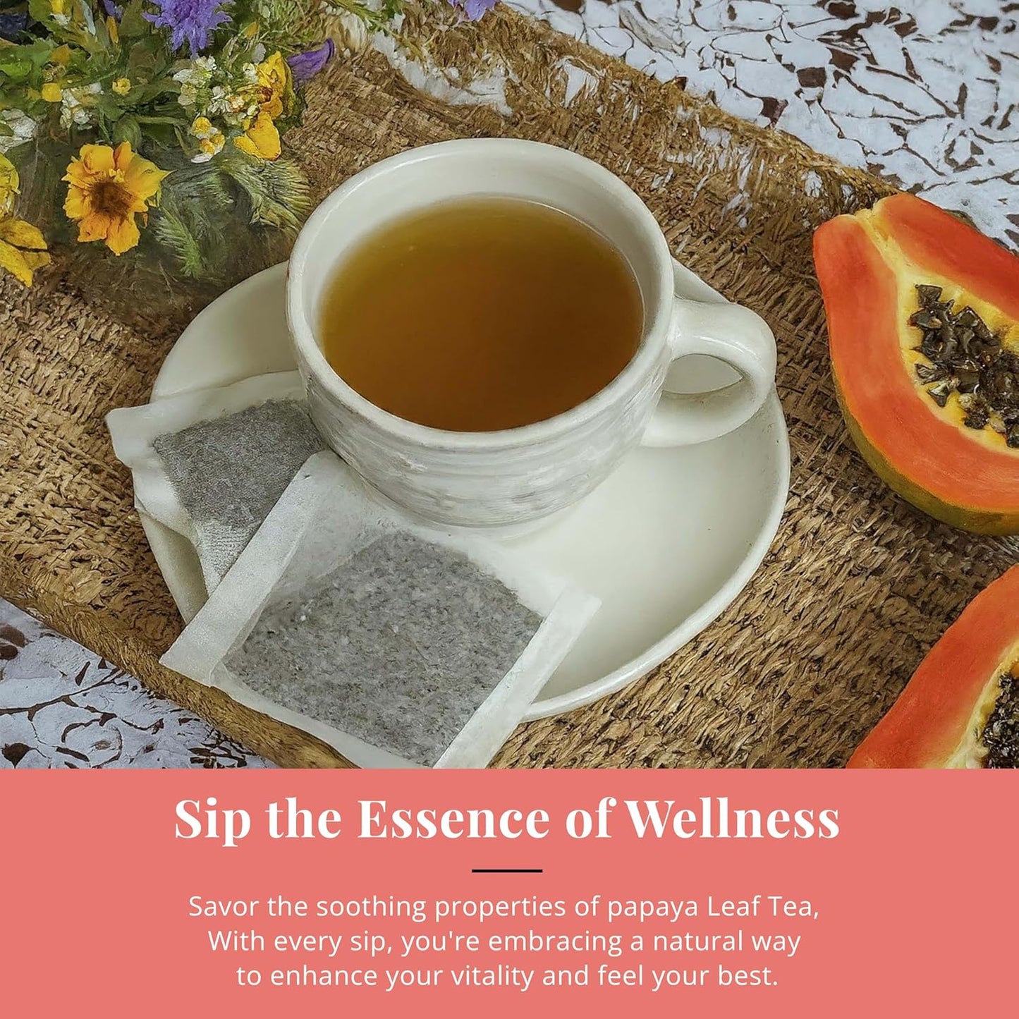 Akshit 75 Papaya Leaf Tea Bags – Caffeine-Free Herbal Support for Immunity & Digestion