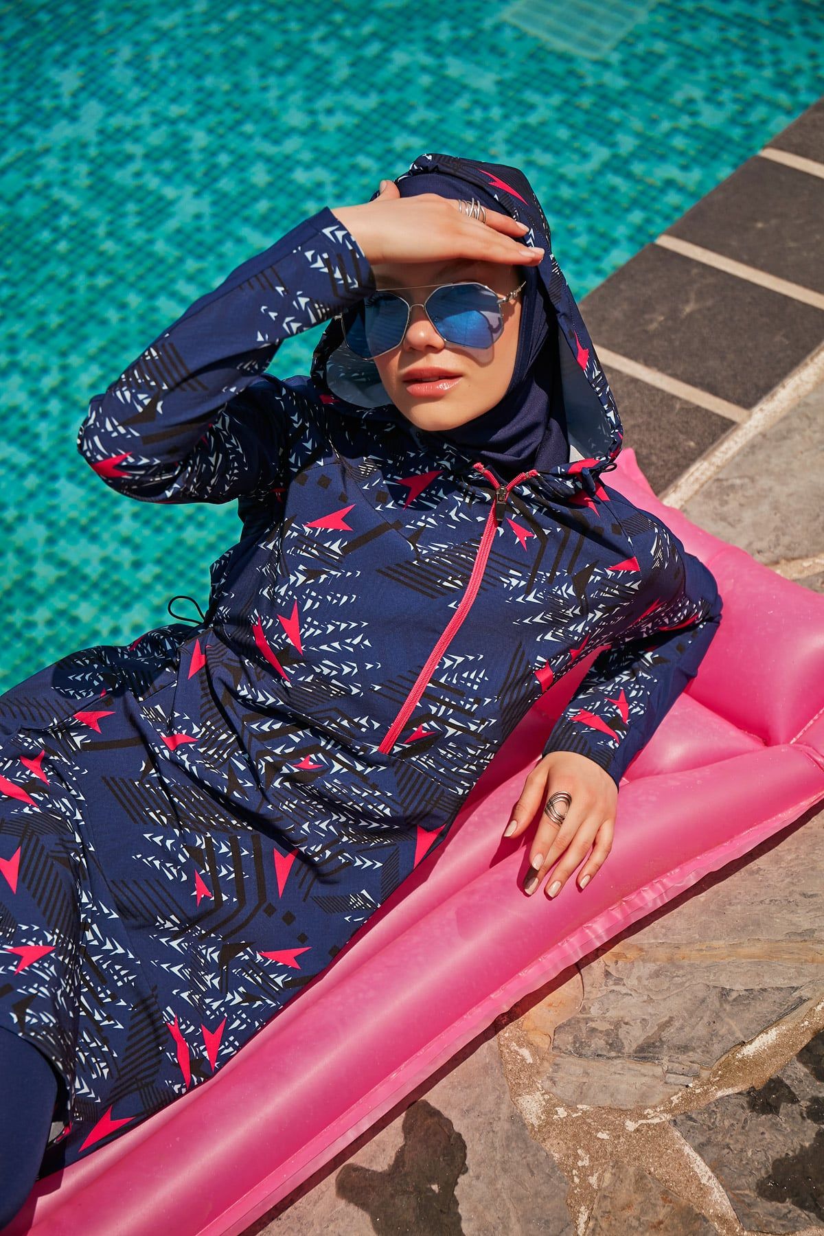 Woven Navy Burkini Modest Swimwear M2328