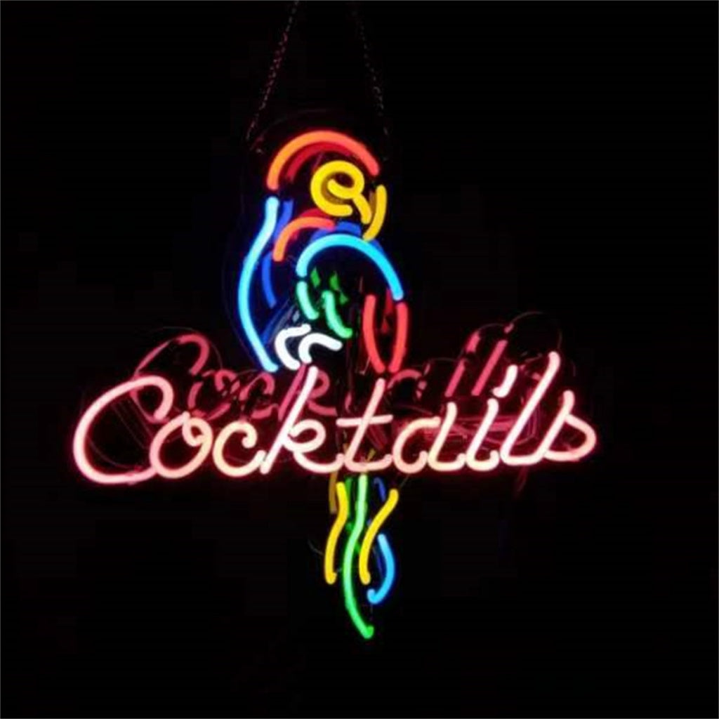 Parrot and Cocktails Font Neon Signs