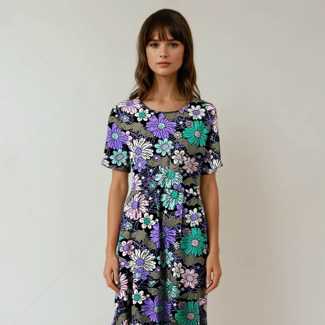 CANCELLED Pastel Goth Fit-and-Flare Short Midi Dress with Pockets - High-quality Handcrafted Vibrant Dresses