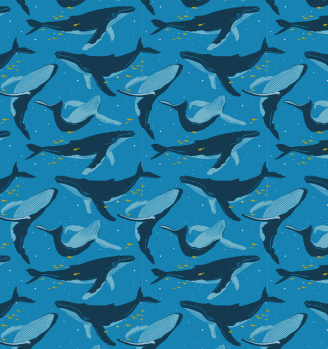 Small Reusable Cloth Furoshiki Gift Wrap | Whales & Waves