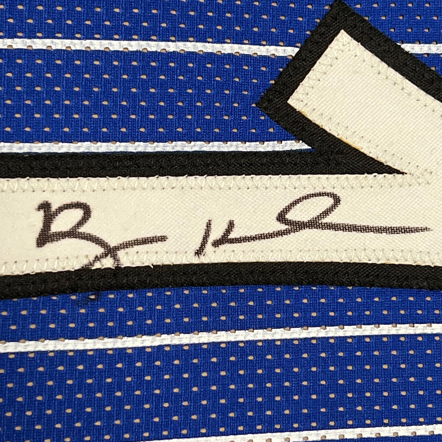 Framed Autographed/Signed Anfernee Penny Hardaway 35x39 Orlando Blue Pinstripe Basketball Jersey PSA/DNA COA