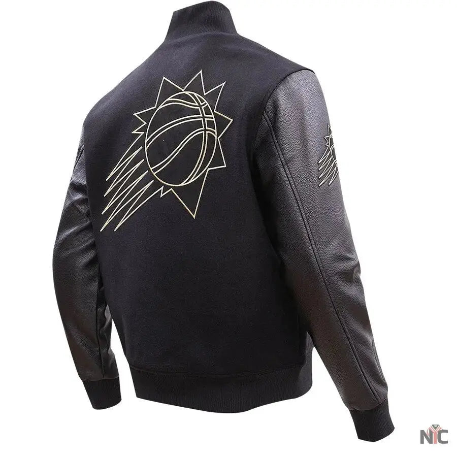 Phoenix Suns Gold Stitch Black Varsity Jacket