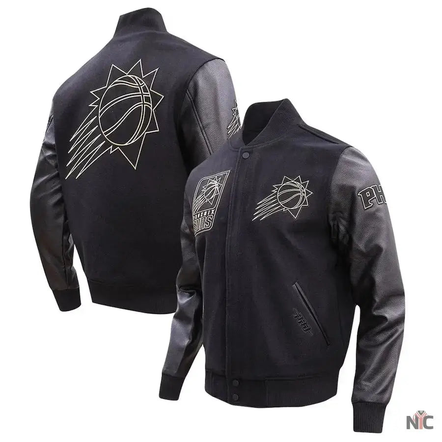 Phoenix Suns Gold Stitch Black Varsity Jacket