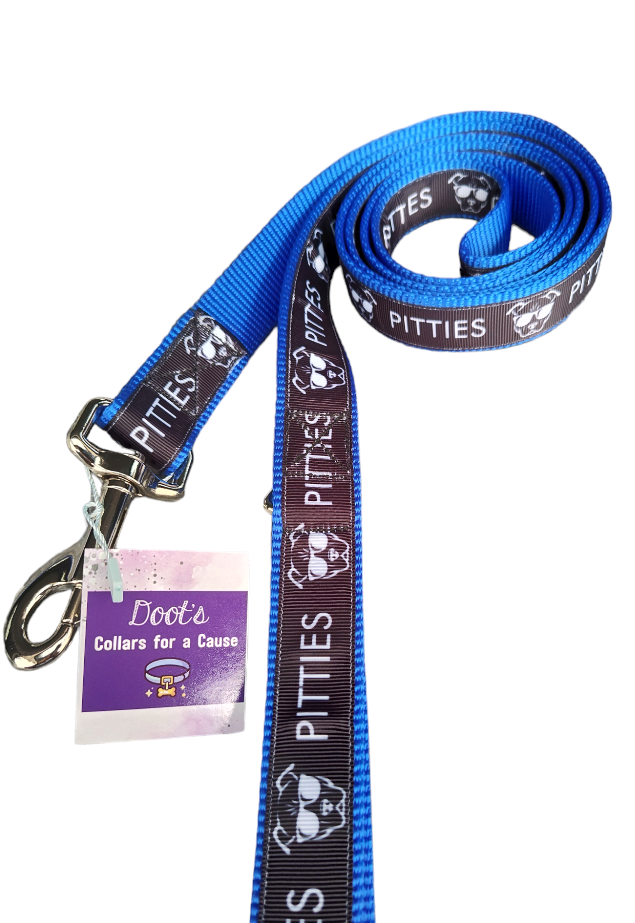 Pitties Pitbull Blue Nylon Dog Collar MD, LG, XL, Leash
