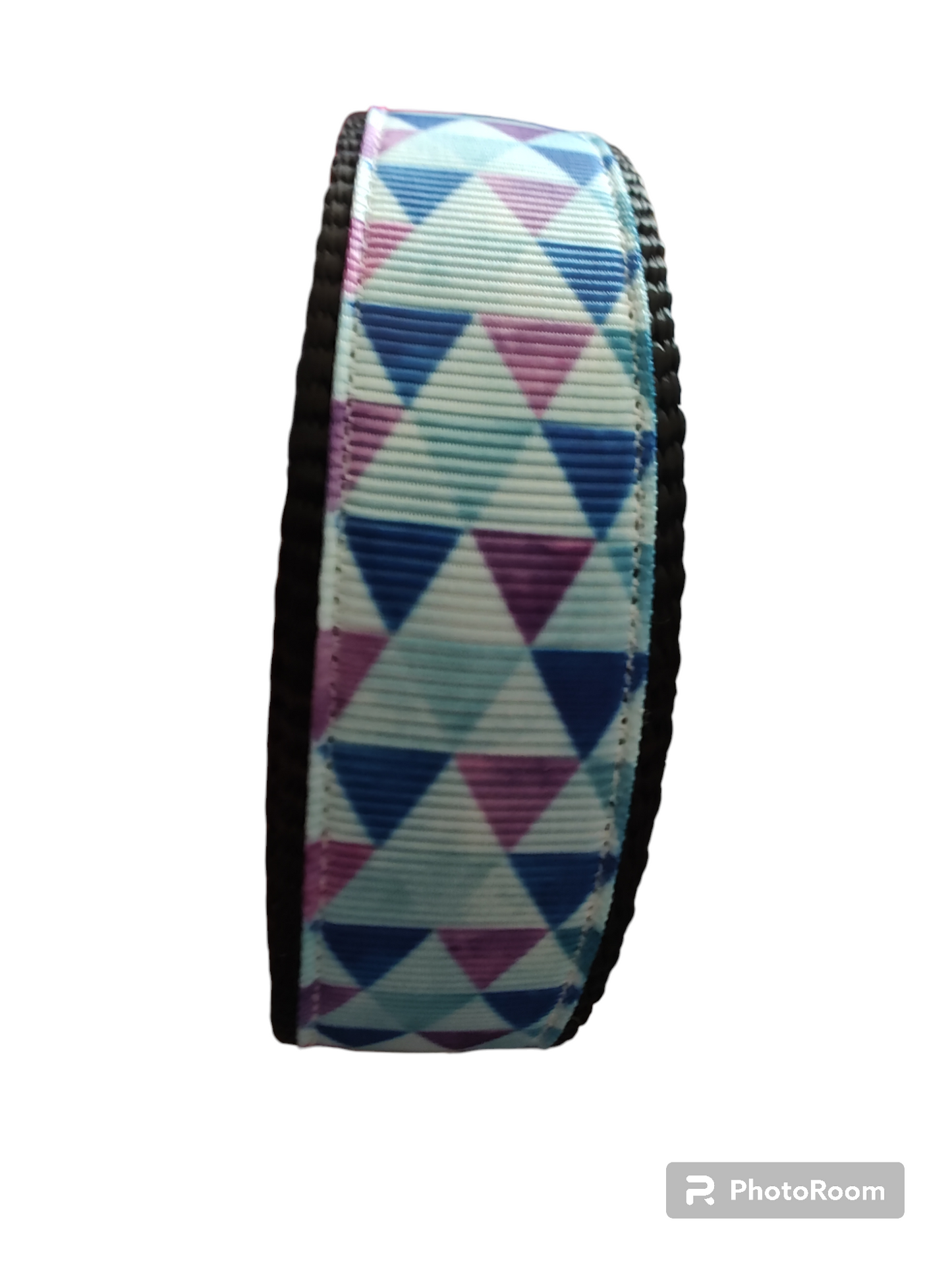Purple Triangles Black Nylon Dog Collar MD, LG, XL, Leash