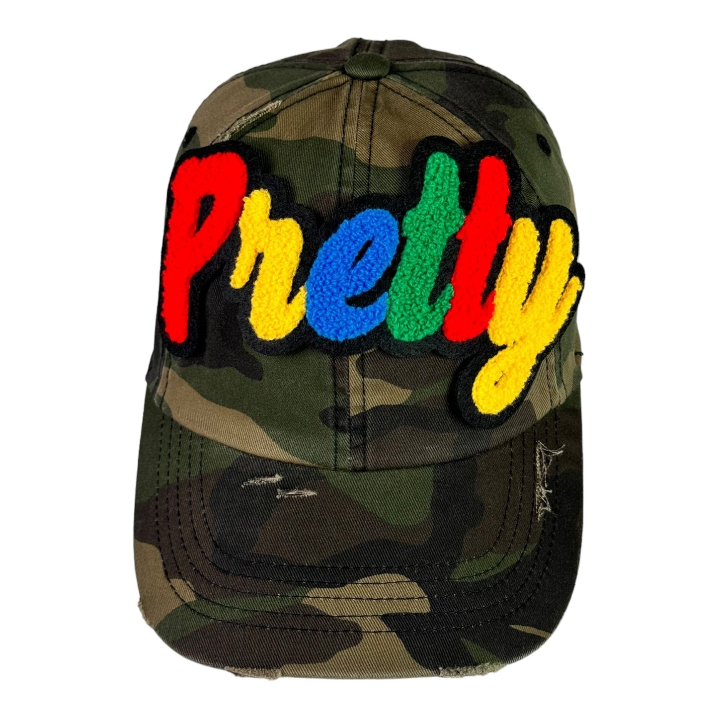 Pretty Dad Hat Camouflage Distressed Adjustable Unisex