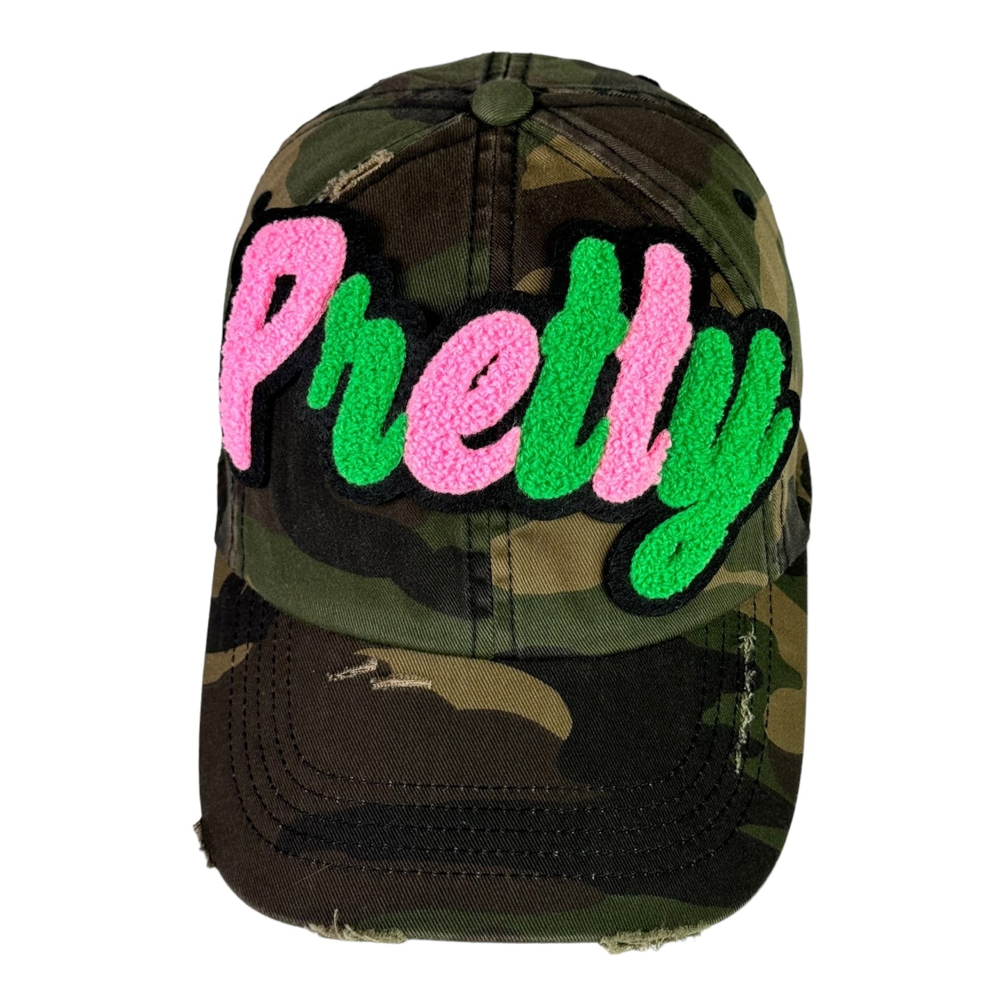 Pretty Dad Hat Camouflage Distressed Adjustable Unisex