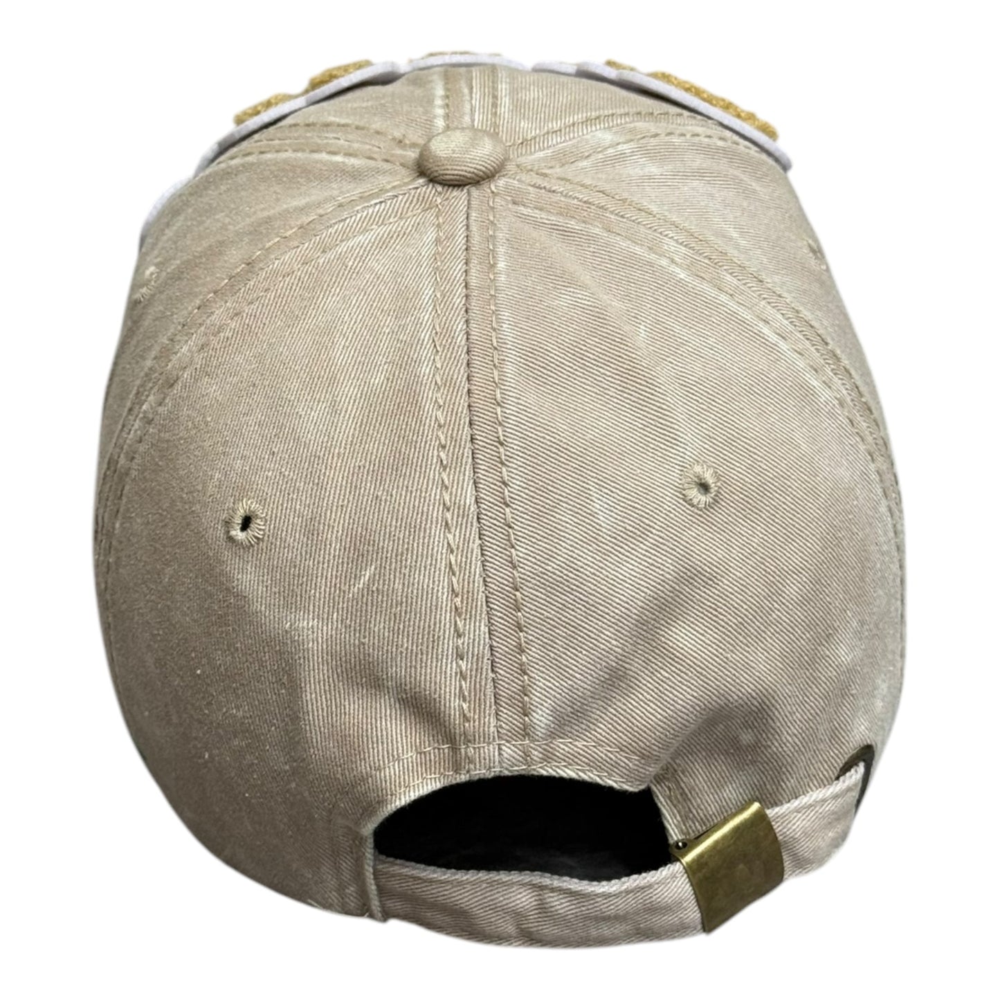 Pretty Distressed Baseball Cap Tan White Denim Style
