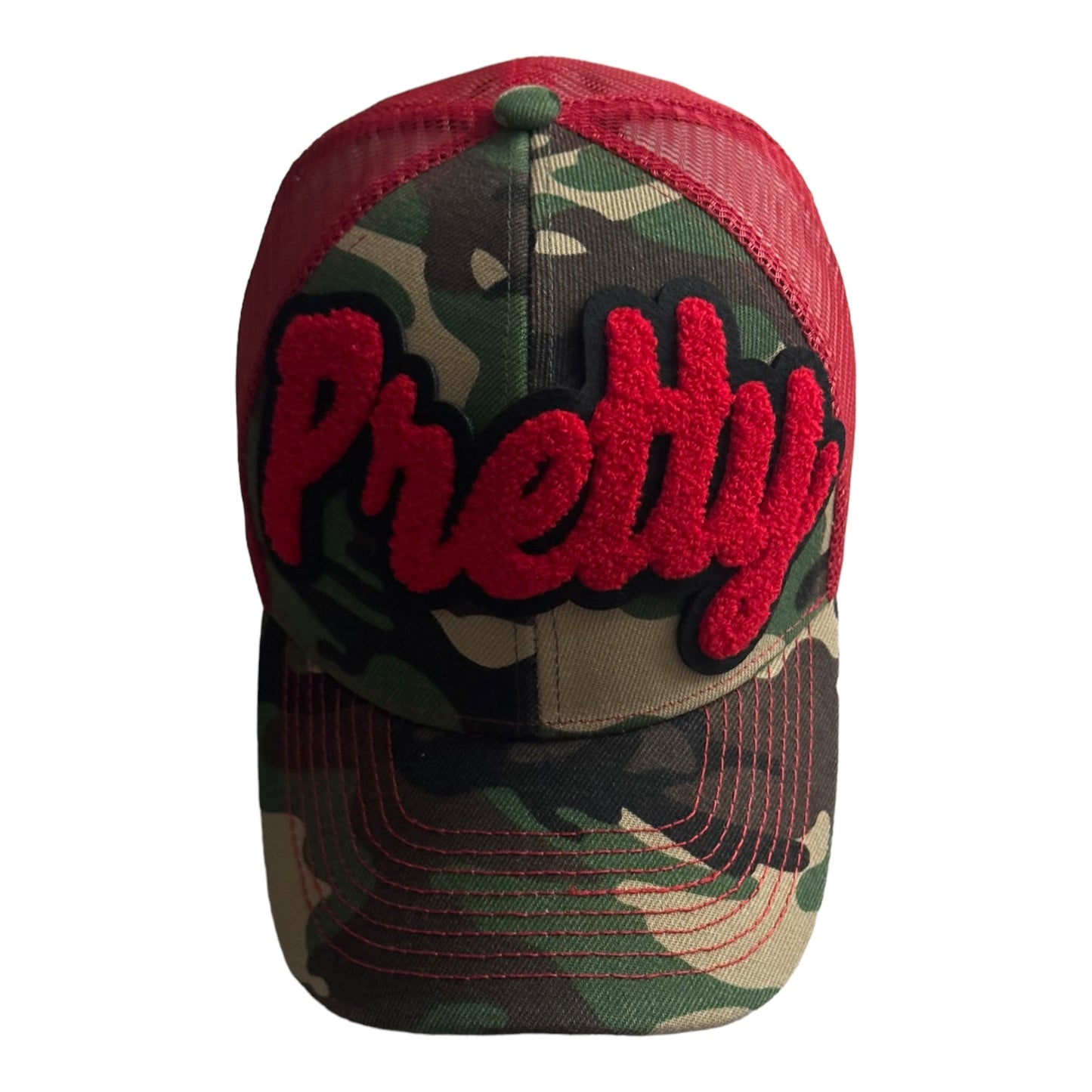 Pretty Trucker Hat Camouflage Red Stylish Adjustable Fit