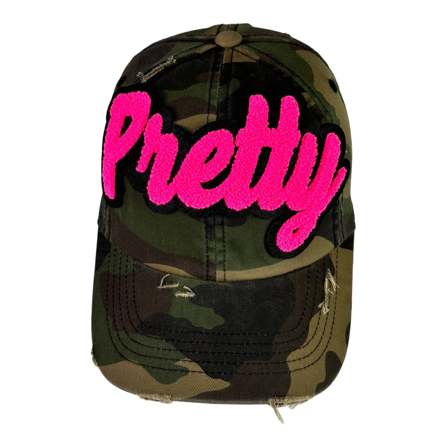 Pretty Dad Hat Camouflage Distressed Adjustable Unisex