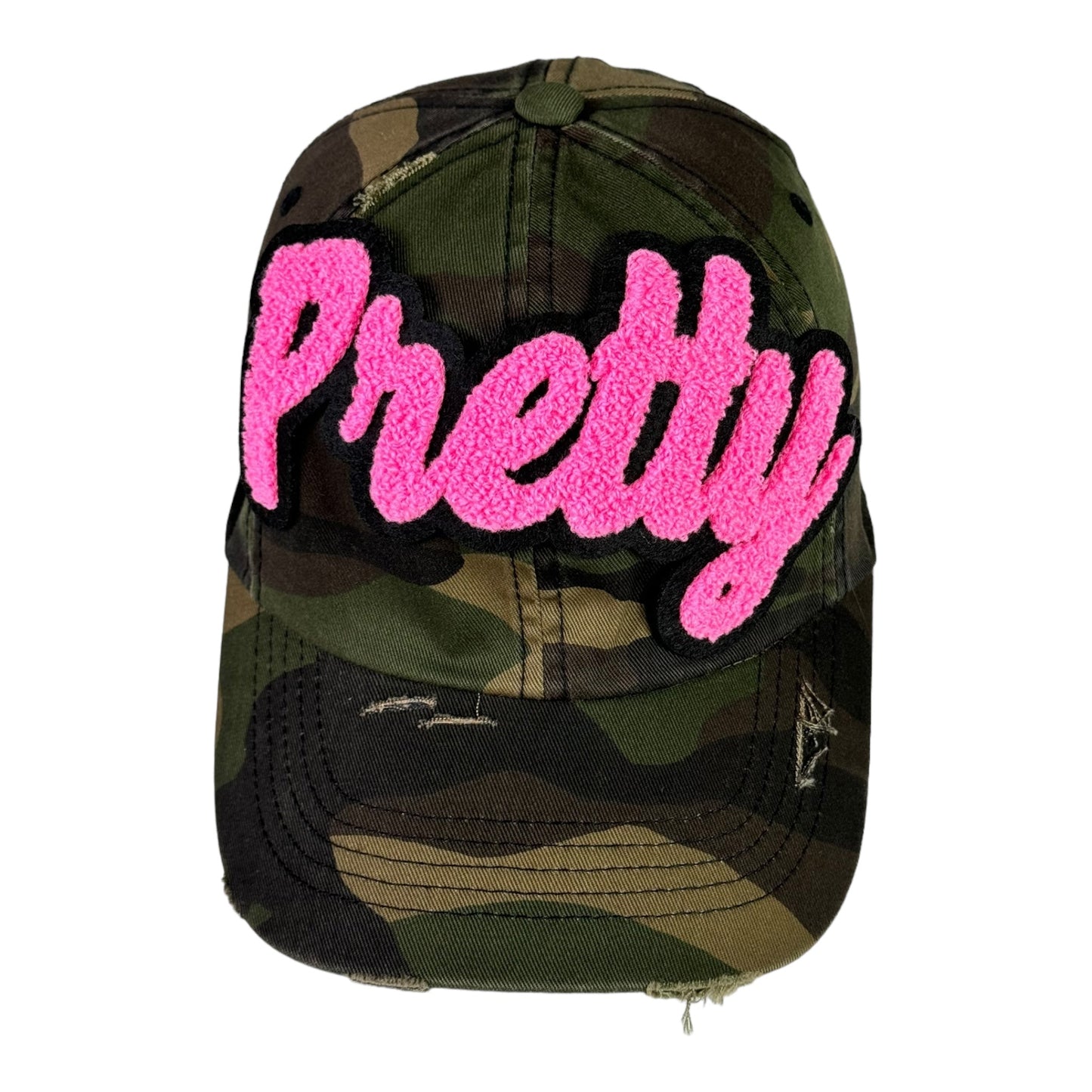 Pretty Dad Hat Camouflage Distressed Adjustable Unisex