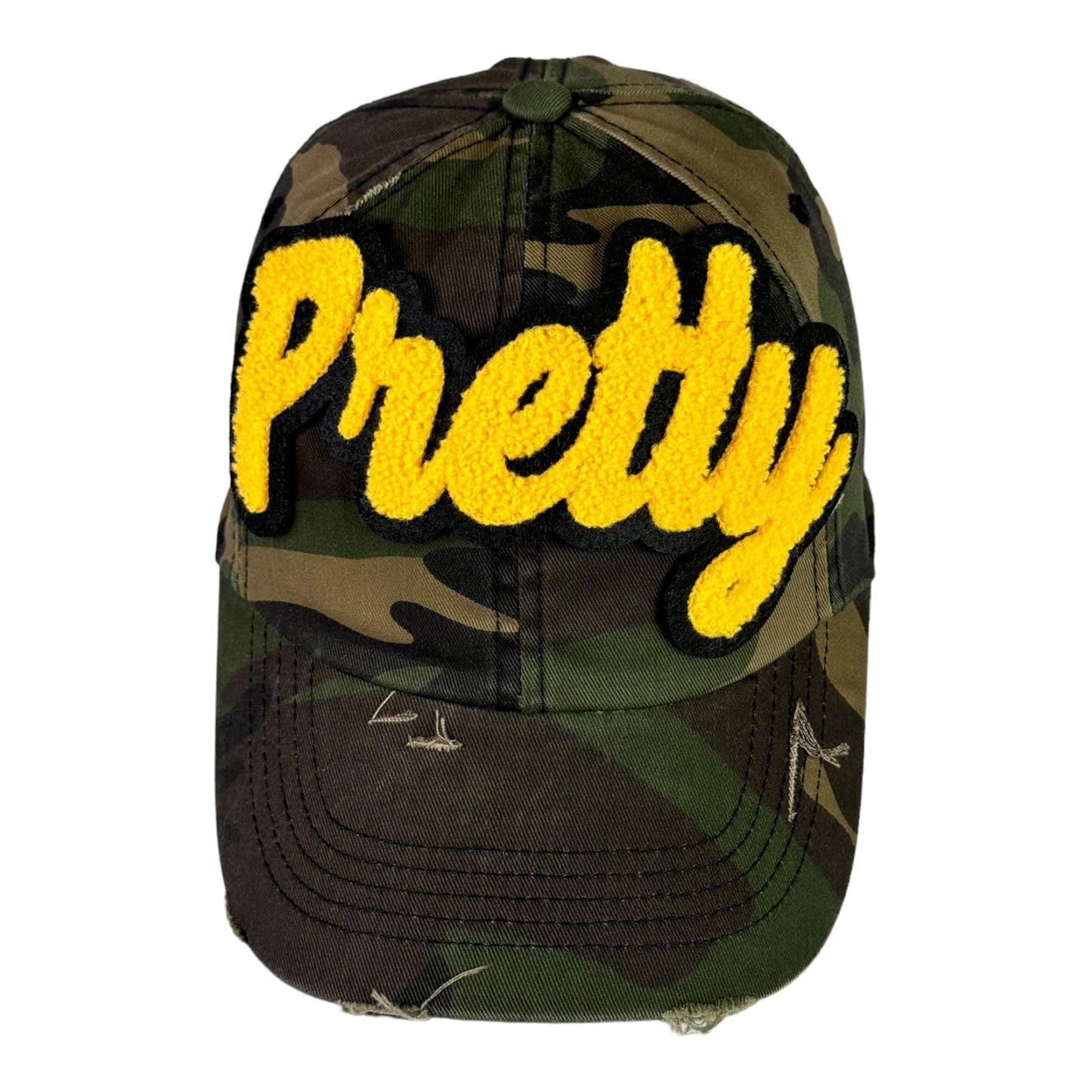 Pretty Dad Hat Camouflage Distressed Adjustable Unisex