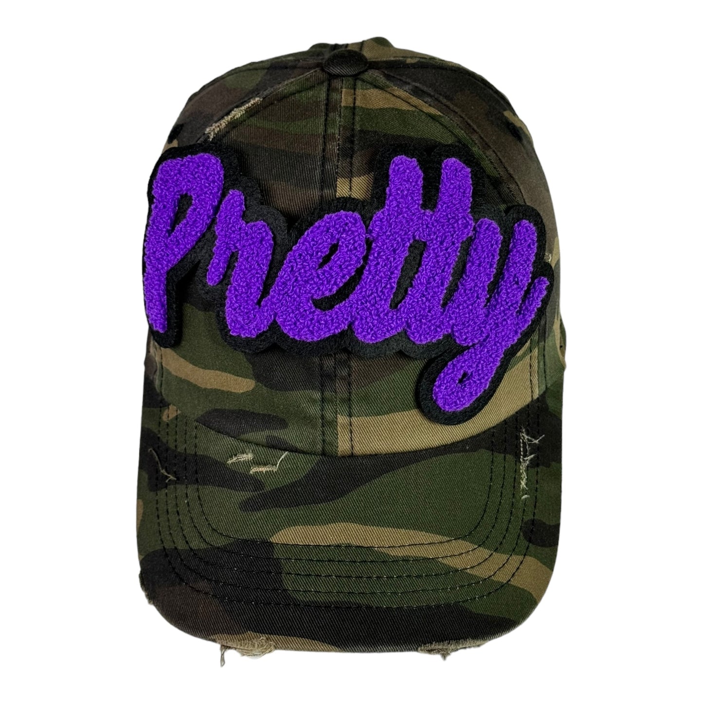 Pretty Dad Hat Camouflage Distressed Adjustable Unisex