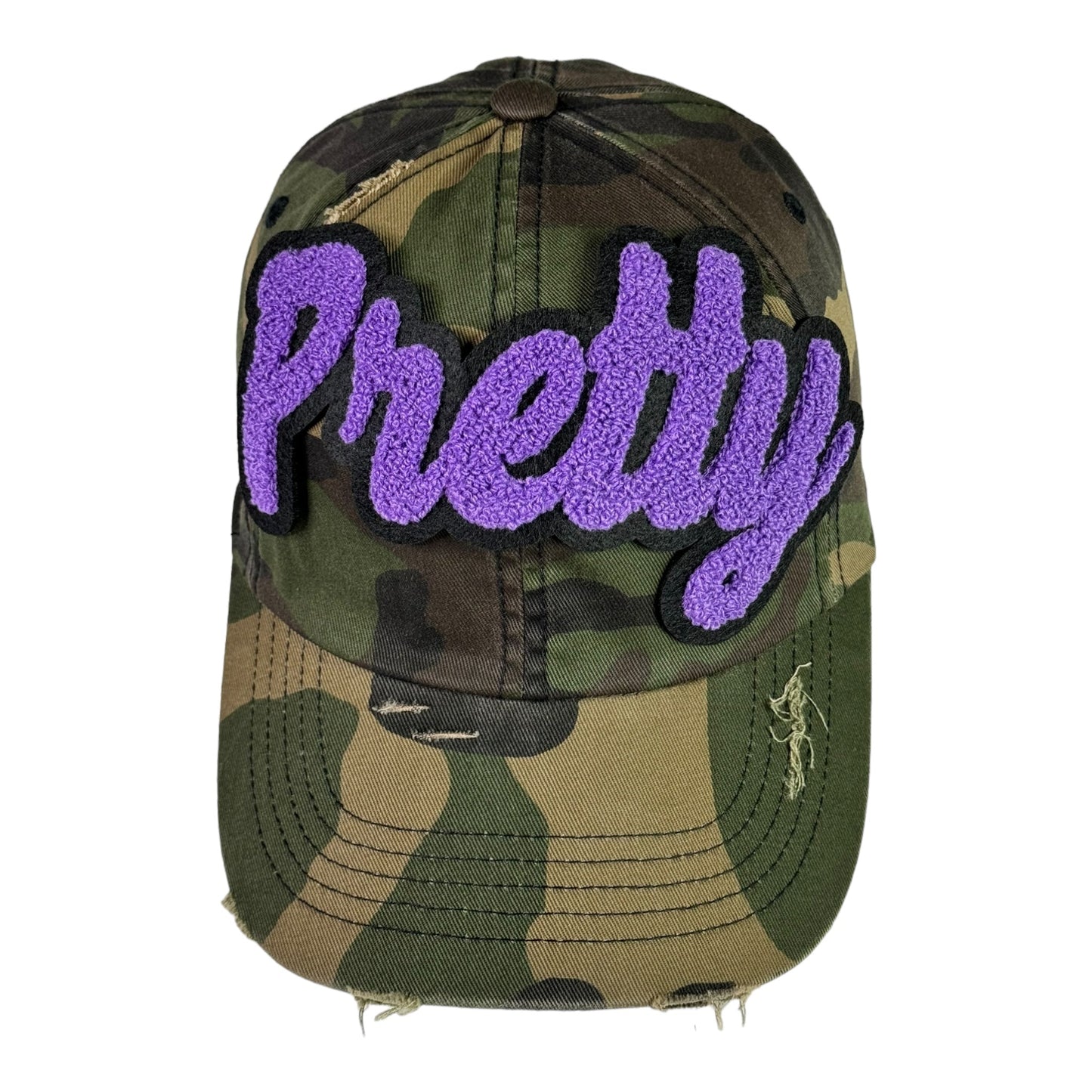 Pretty Dad Hat Camouflage Distressed Adjustable Unisex