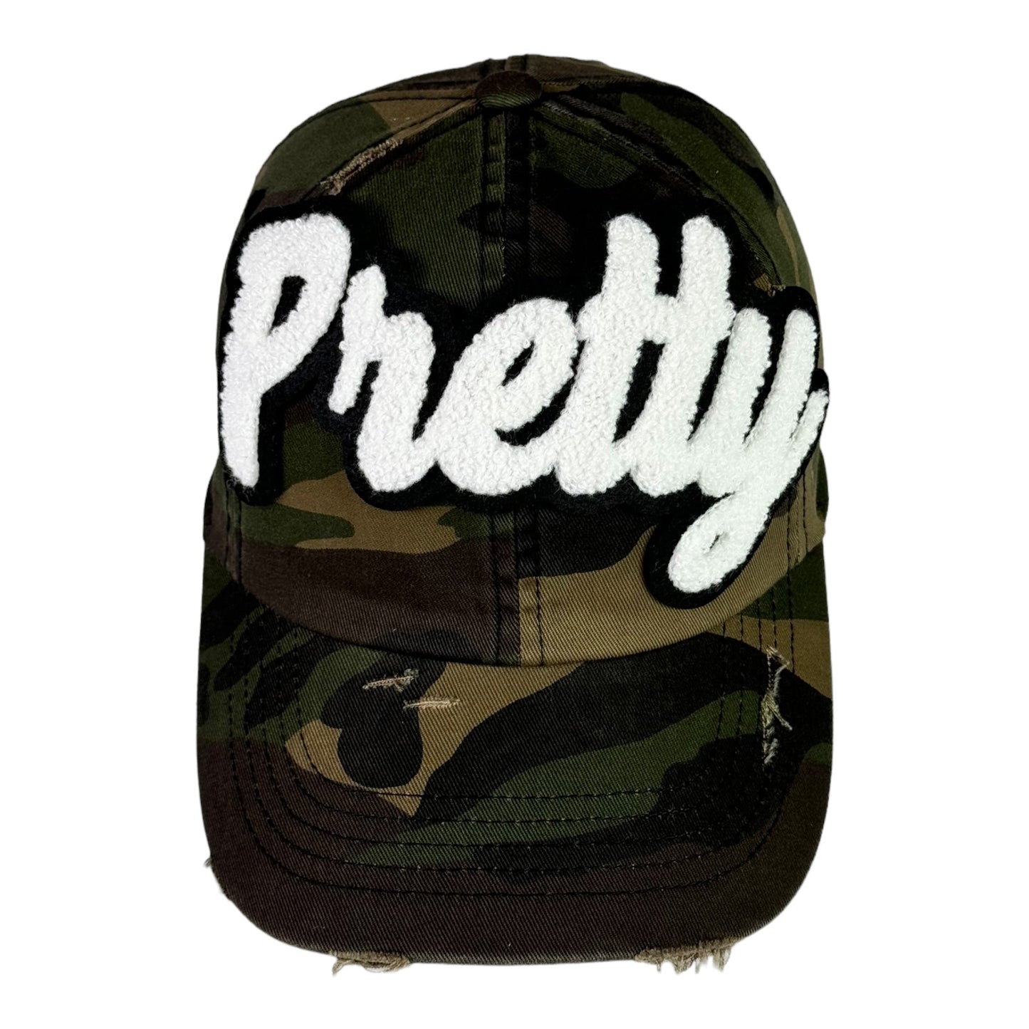 Pretty Dad Hat Camouflage Distressed Adjustable Unisex
