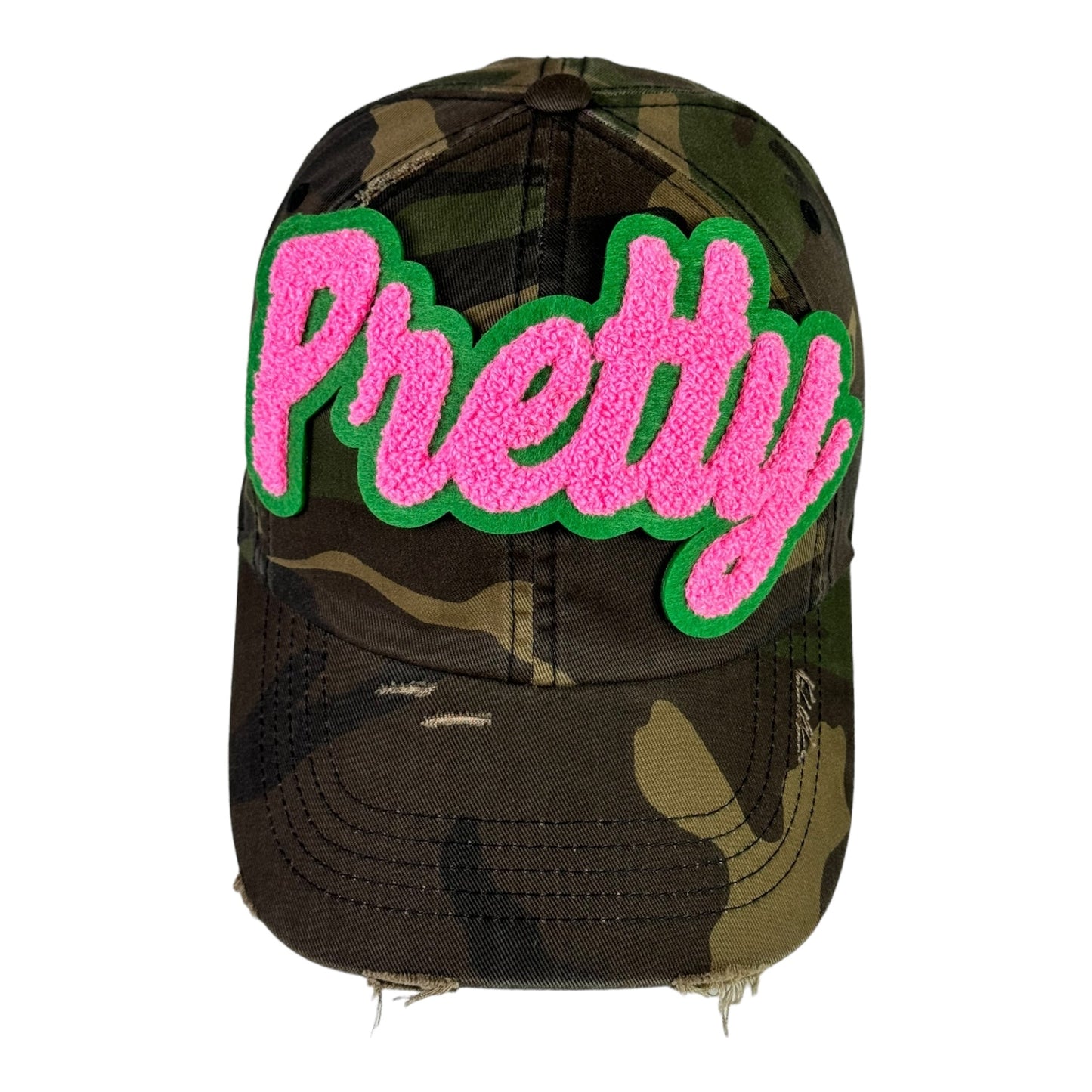 Pretty Dad Hat Camouflage Distressed Adjustable Unisex