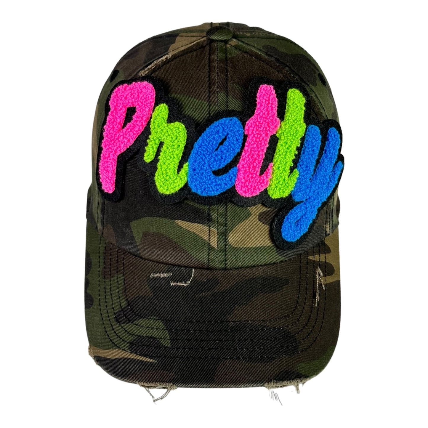 Pretty Dad Hat Camouflage Distressed Adjustable Unisex