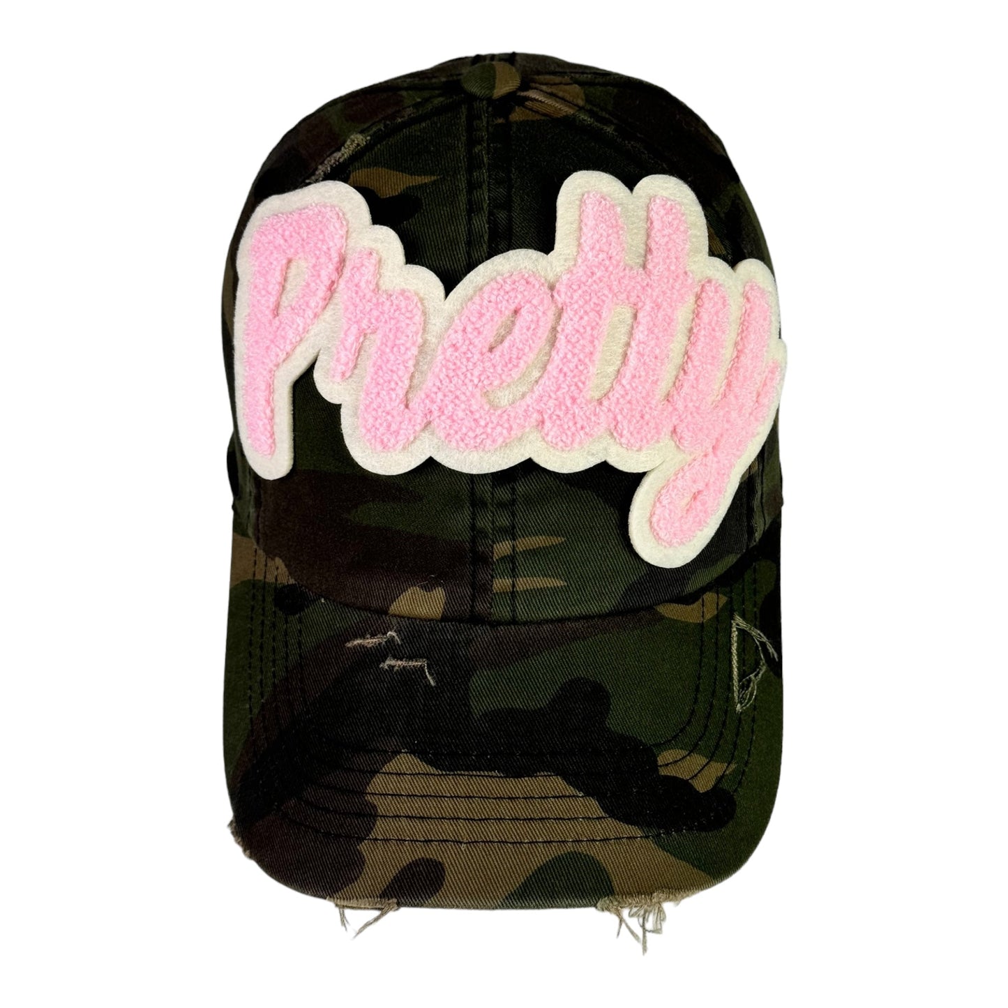 Pretty Dad Hat Camouflage Distressed Adjustable Unisex