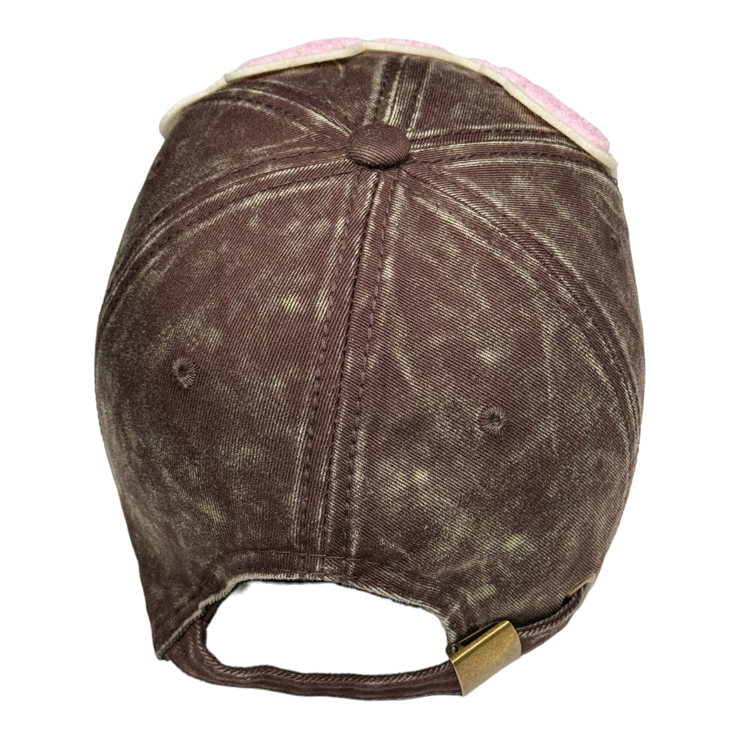 Pretty Distressed Baseball Cap Brown Pink Cream for Style