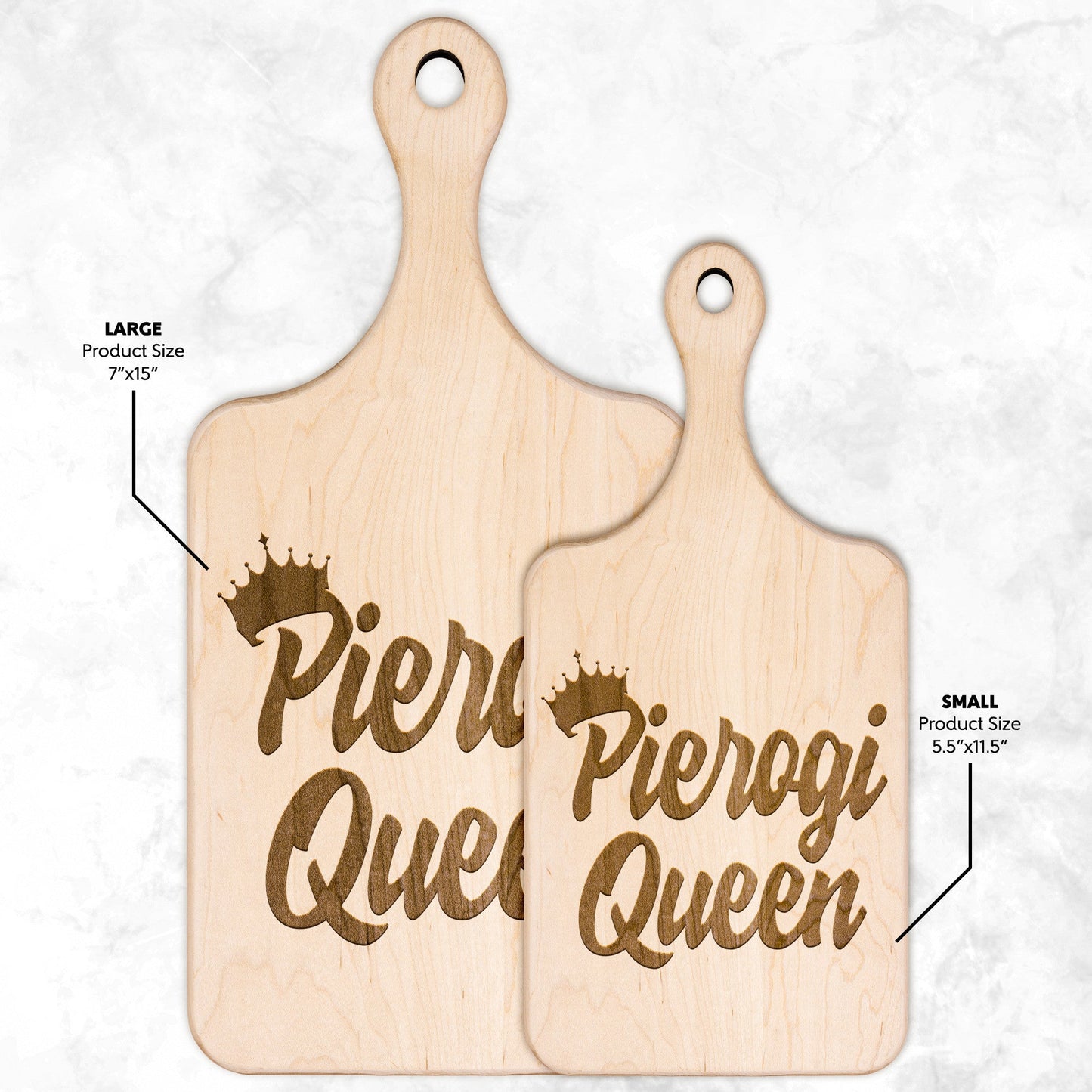 Pierogi Queen Hardwood Paddle Cutting Board
