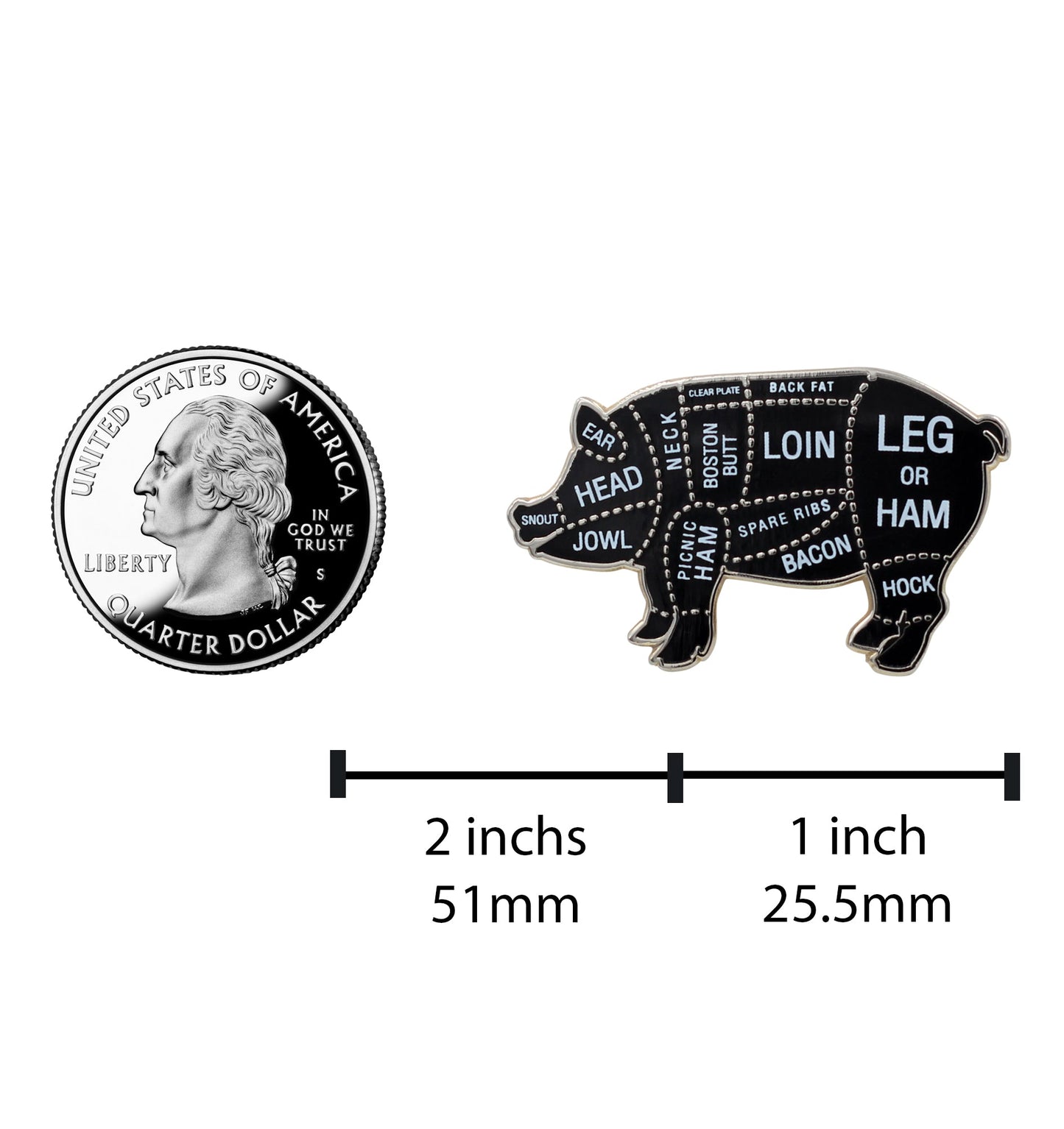 Pig Butcher Cuts Enamel Pin - Pork Diagram Lapel Pin for Hats, Jackets, Aprons
