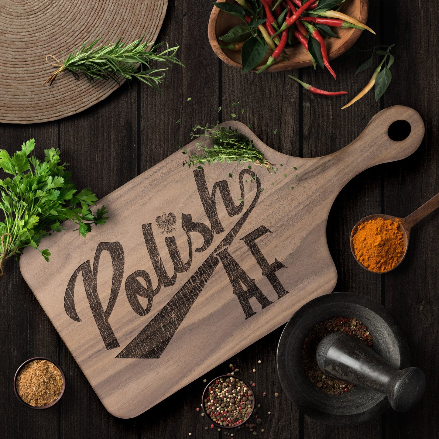 Polish AF Hardwood Paddle Cutting Board