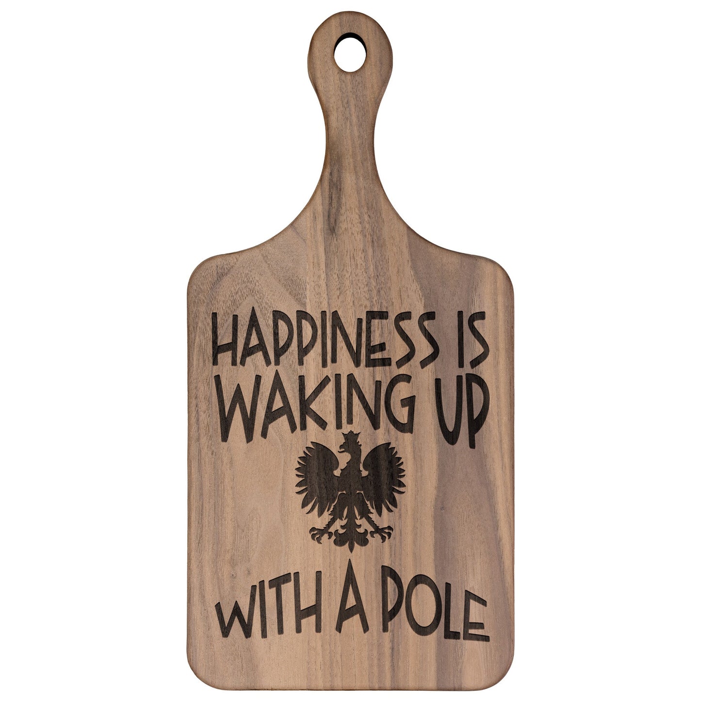Polish Happiness Hardwood Paddle Cutting Board