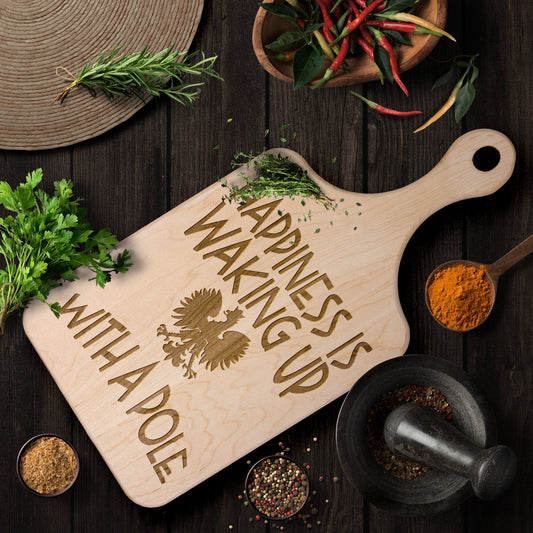 Polish Happiness Hardwood Paddle Cutting Board